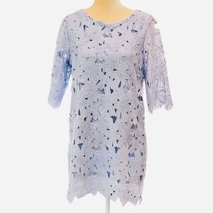 Floral Lace Sheath Dress Light Blue